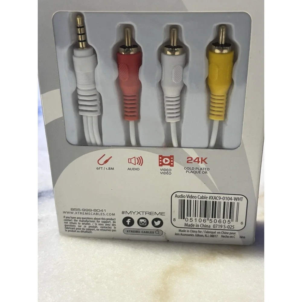 Brand New 6 Foot Xtreme Sound Audio/Video RCA Cable RCA Male